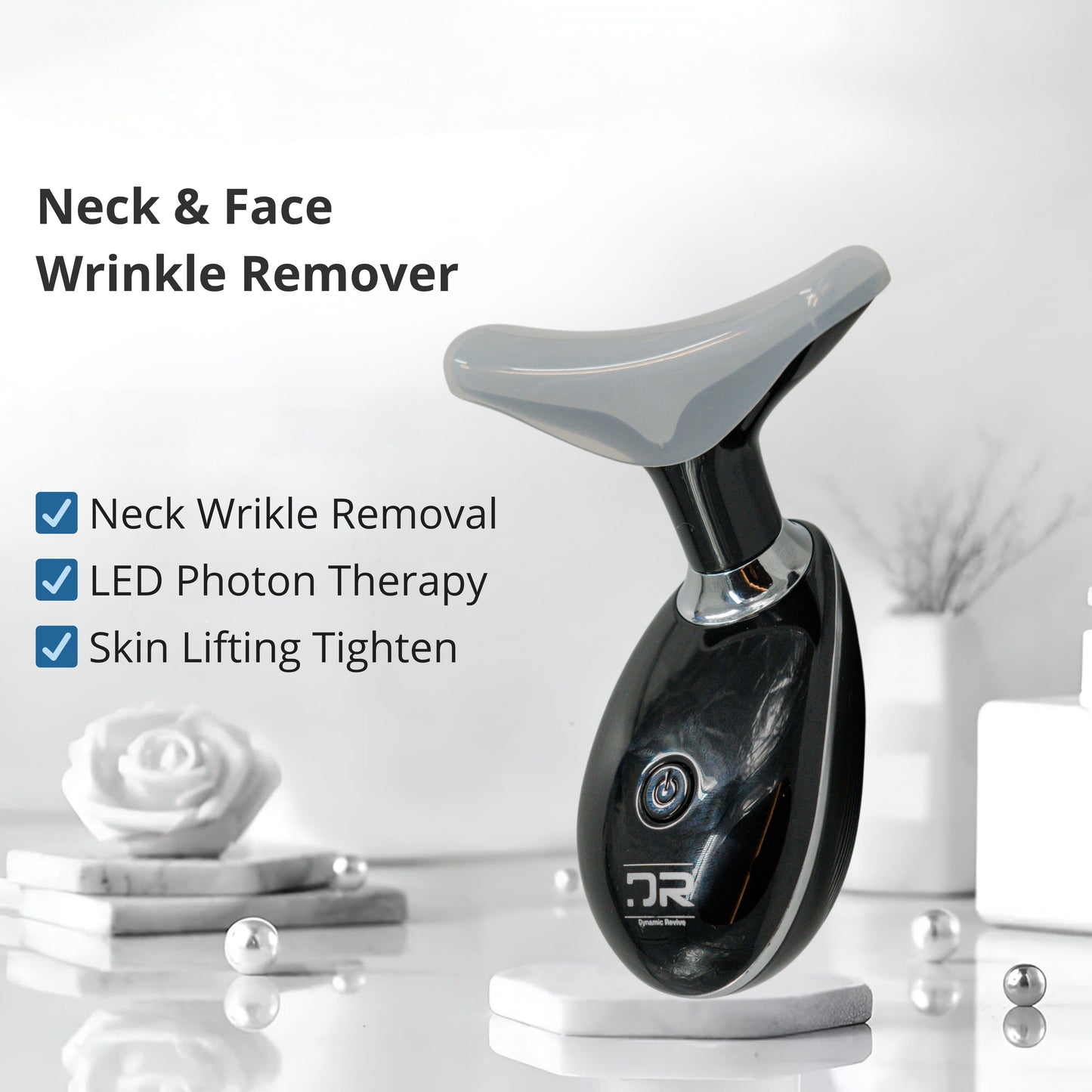 LED Therapy Handheld Device 3-Color Light, Vibration Massage, & EMS Firming Black