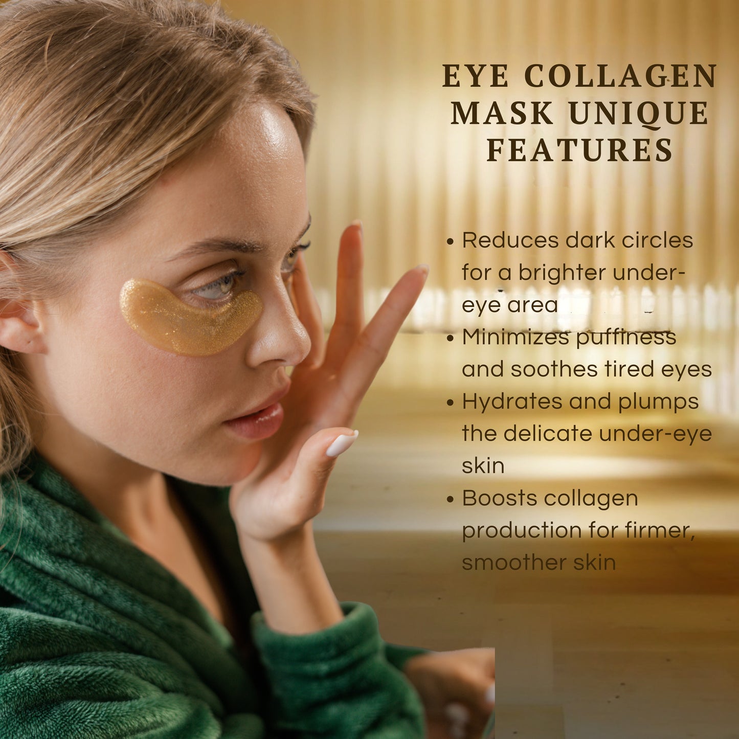 Eye Collagen Mask – Hydrogel Gold Patches to Reduce Puffiness & Dark Circles