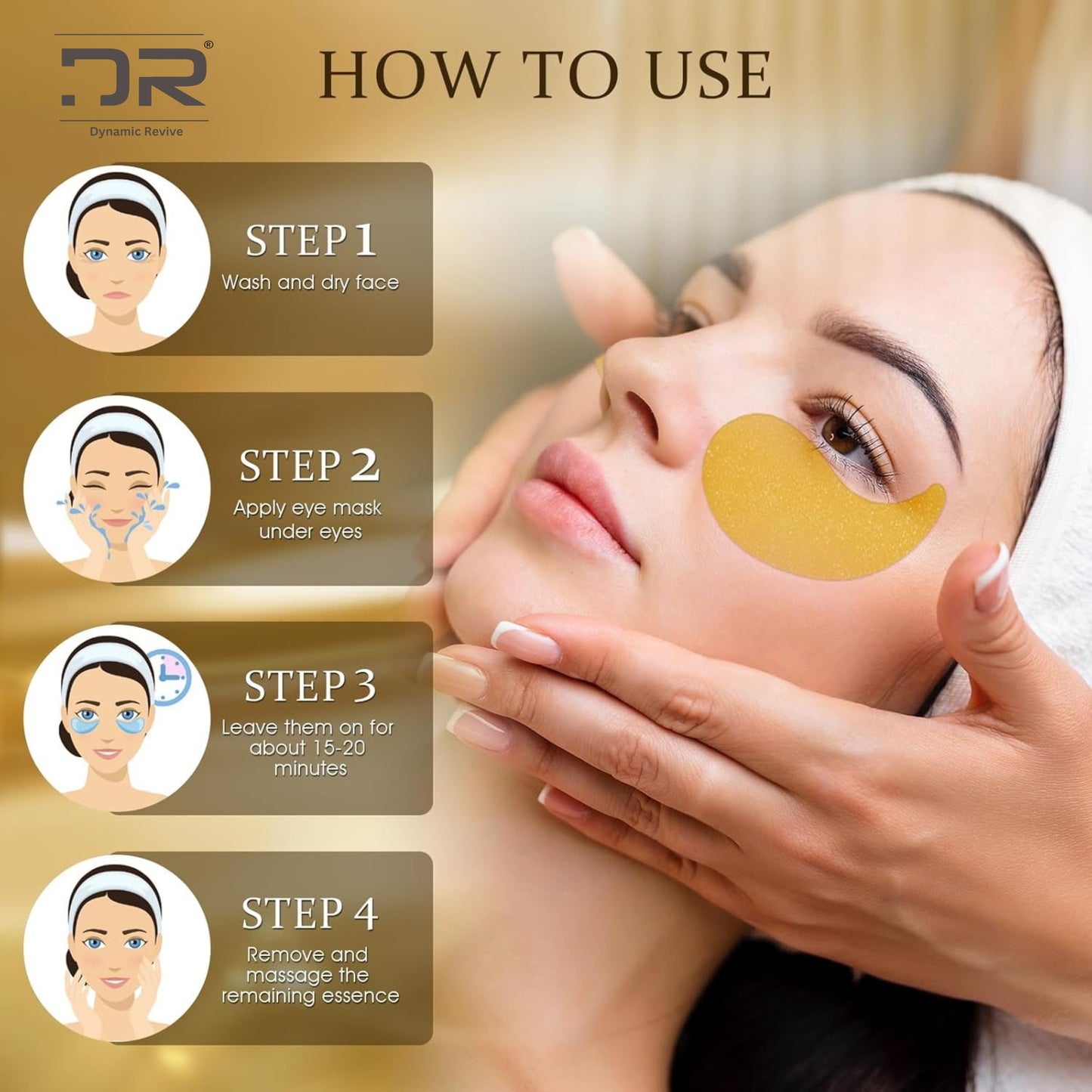 Eye Collagen Mask – Hydrogel Gold Patches to Reduce Puffiness & Dark Circles