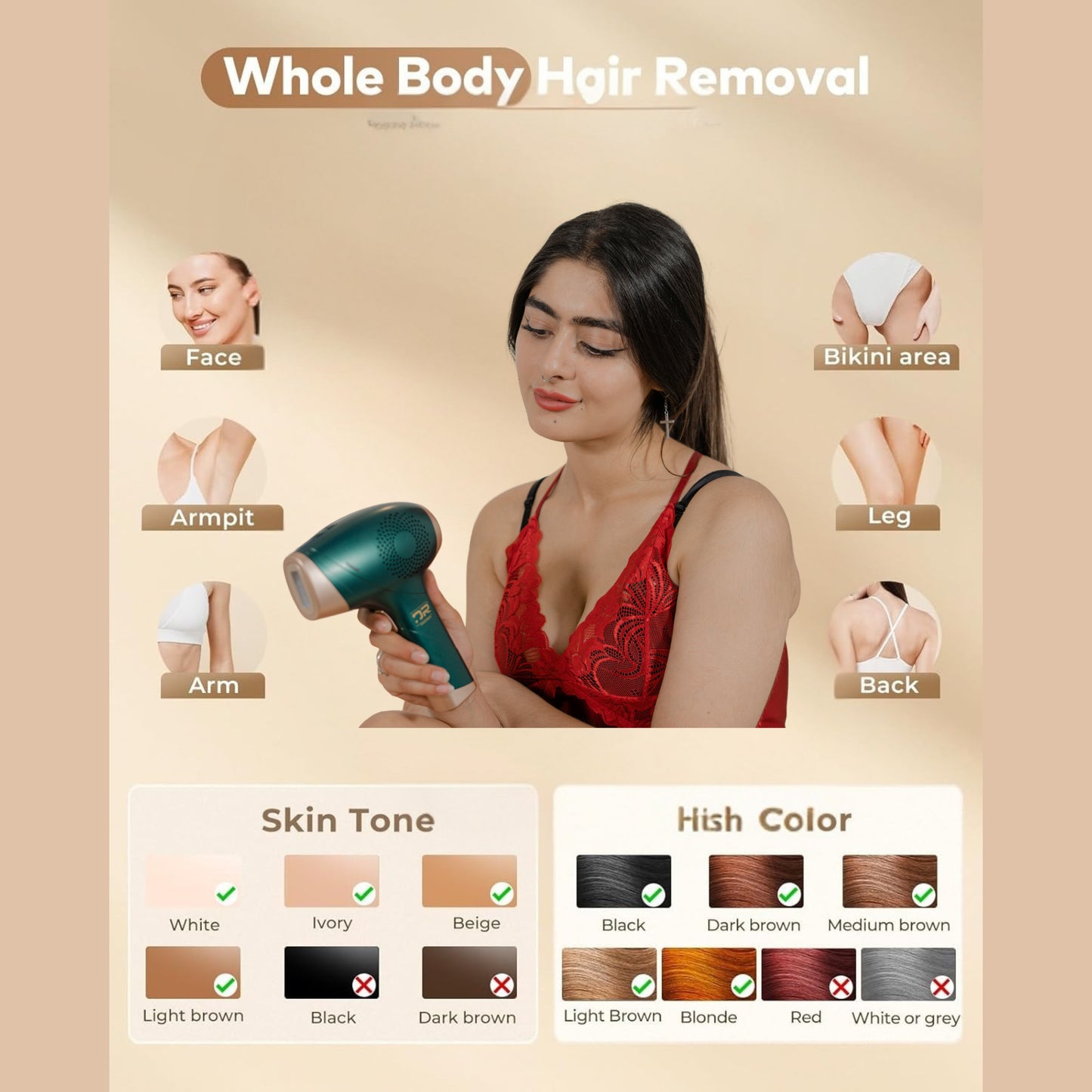 Laser Hair Removal Device For Full Body Sapphire Double Freezing Point Depilator Green