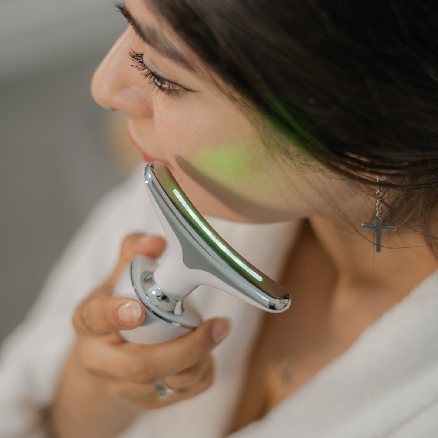 LED Therapy Handheld Device 3-Color Light, Vibration Massage, & EMS Firming