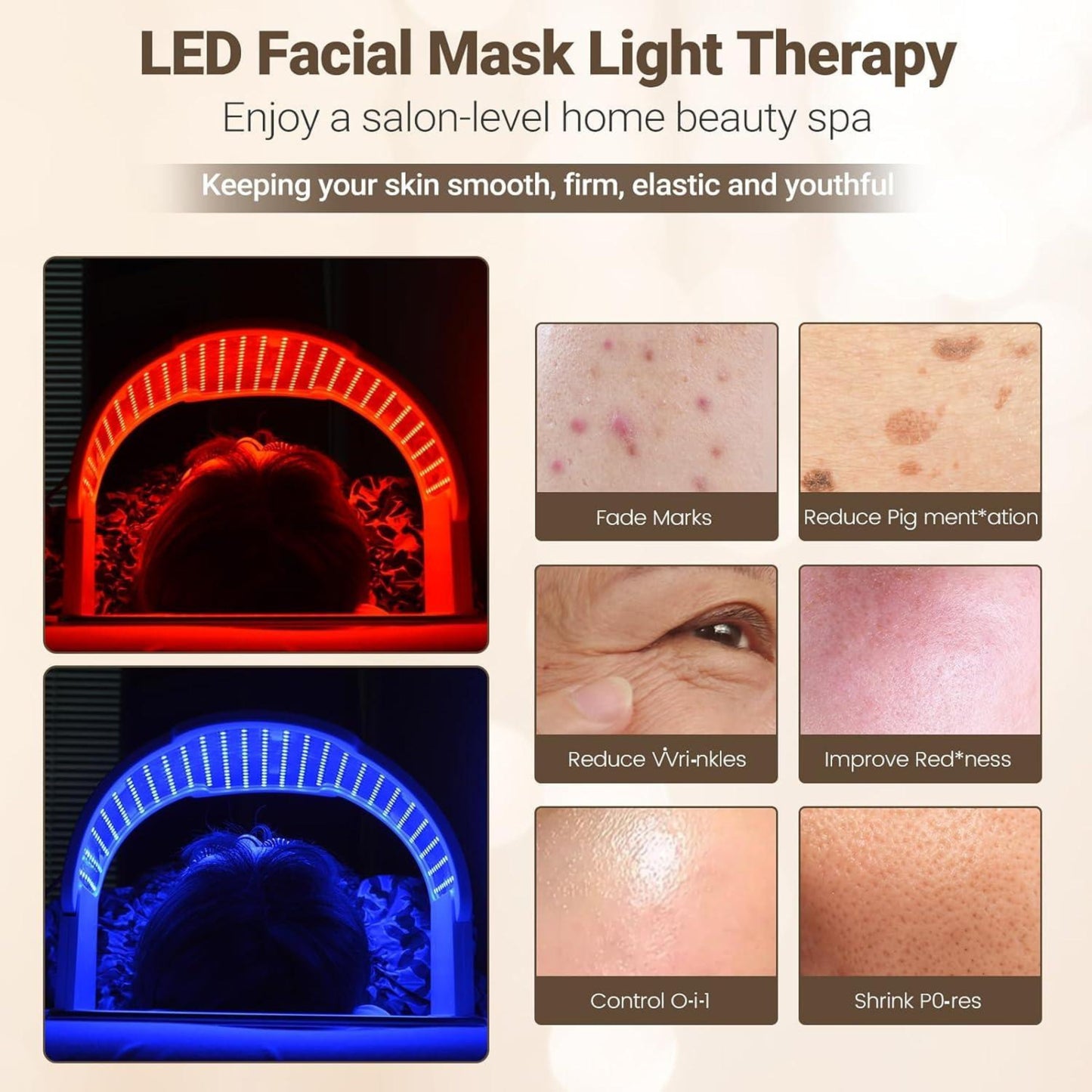 LED Therapy Flexible Panel 7-Color Silicone Photon Skin Mask for Anti-Aging, Acne