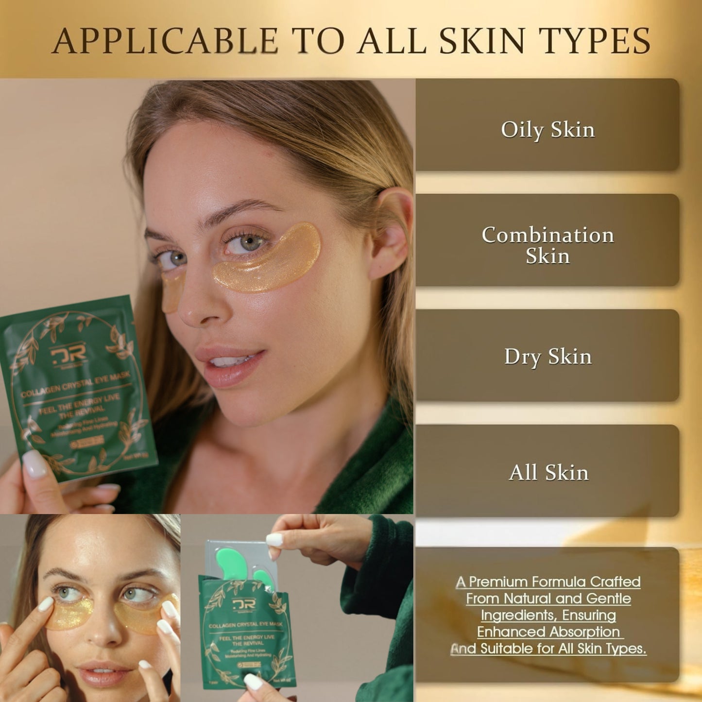 Eye Collagen Mask – Hydrogel Gold Patches to Reduce Puffiness & Dark Circles