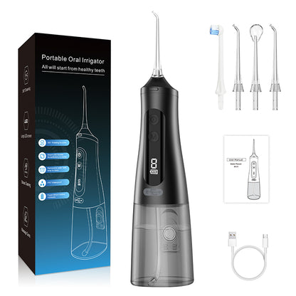 Water Flosser Portable Oral Irrigator with LED Digital Display Black