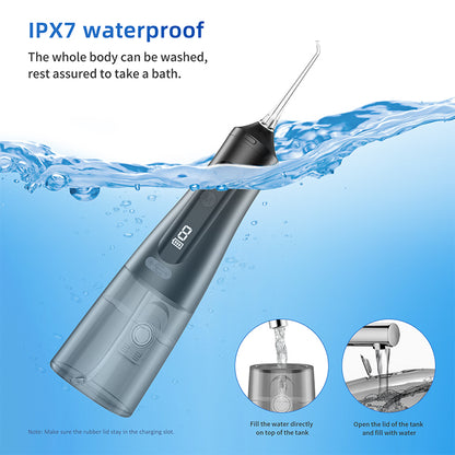 Water Flosser Portable Oral Irrigator with LED Digital Display Black