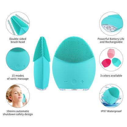 Facial Cleansing & Massaging Brush Sonic Silicone Face Cleaner
