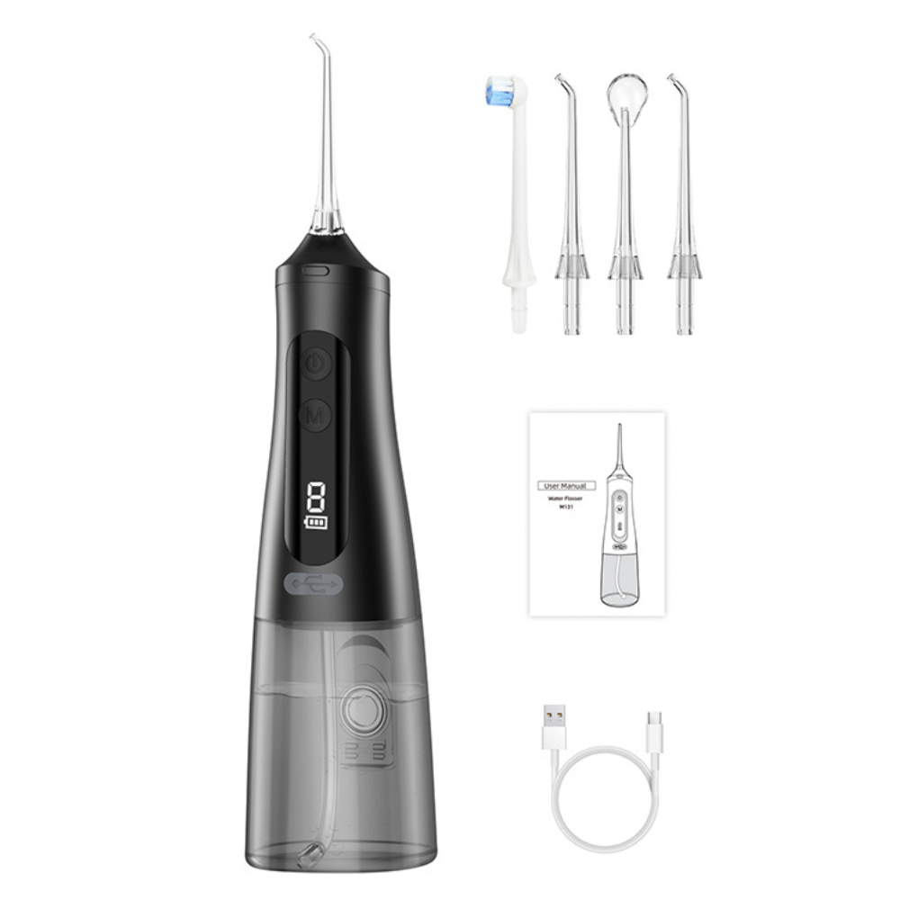 Water Flosser Portable Oral Irrigator with LED Digital Display Black
