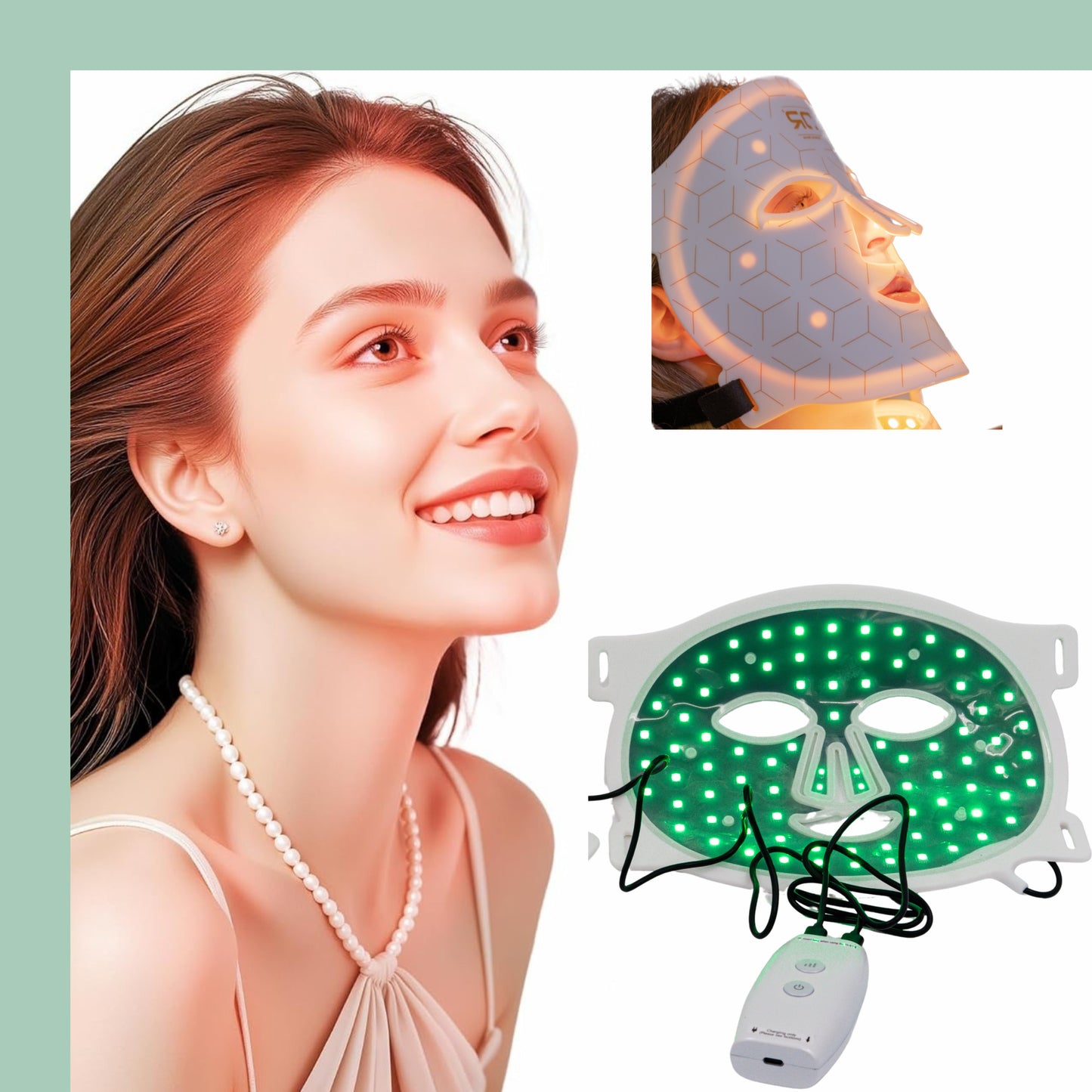 Silicone LED Face & Neck Therapy Mask – 7-Color Light + Near-Infrared White