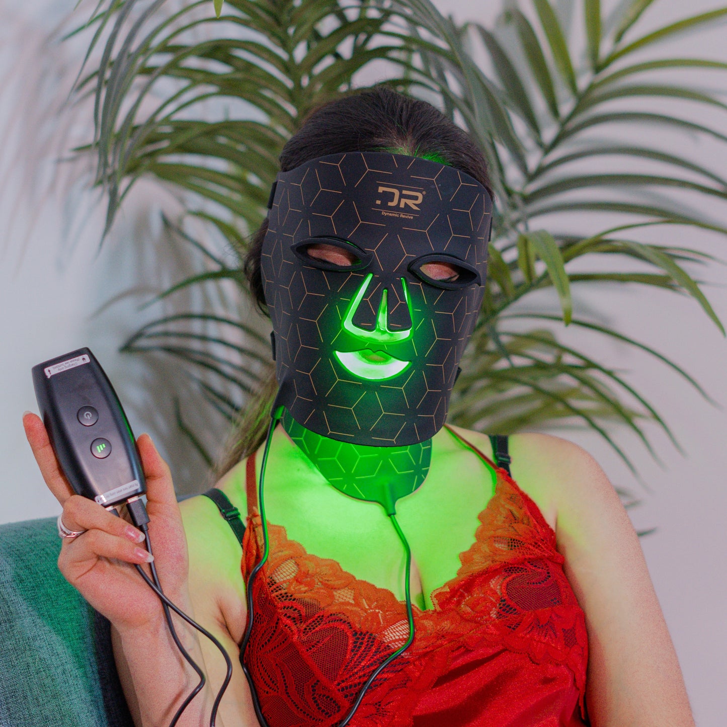 Silicone LED Face & Neck Therapy Mask – 7-Color Light + Near-Infrared black