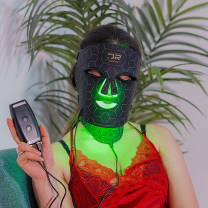 Silicone LED Face & Neck Therapy Mask – 7-Color Light + Near-Infrared black