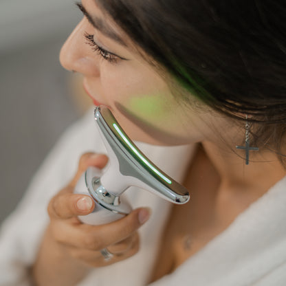 LED Therapy Handheld Device 3-Color Light, Vibration Massage, & EMS Firming