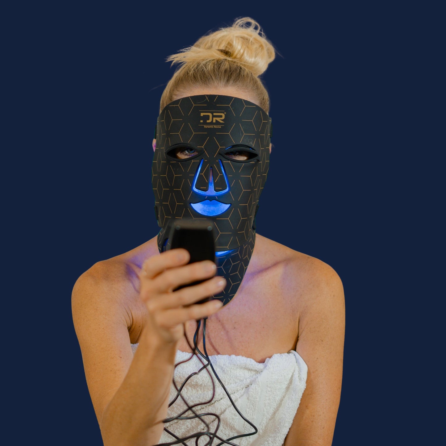 Silicone LED Face & Neck Therapy Mask – 7-Color Light + Near-Infrared black