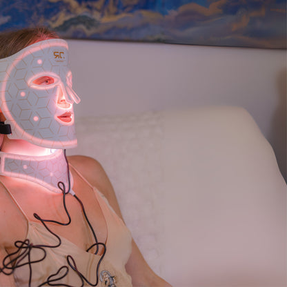 Silicone LED Face & Neck Therapy Mask – 7-Color Light + Near-Infrared White