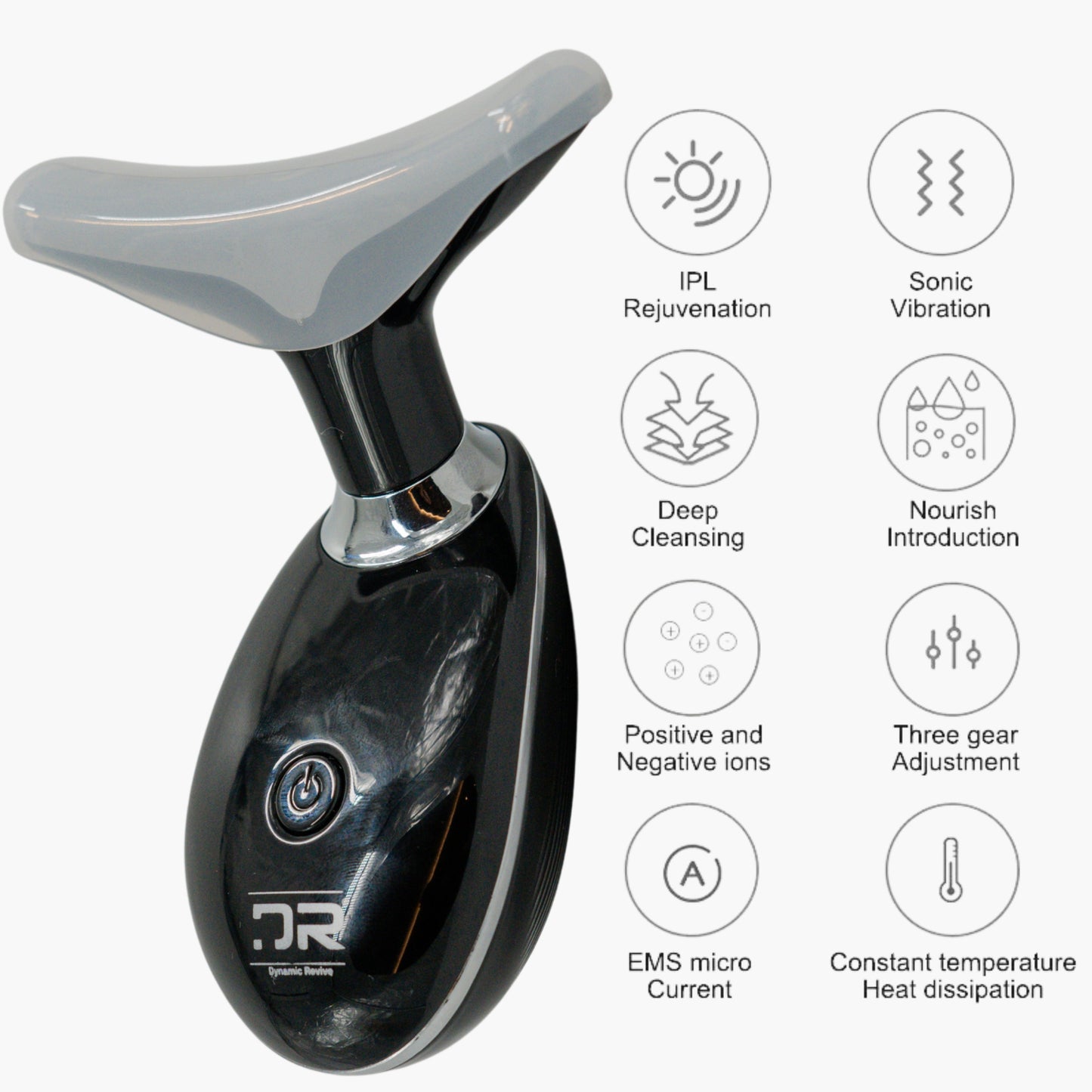 LED Therapy Handheld Device 3-Color Light, Vibration Massage, & EMS Firming Black