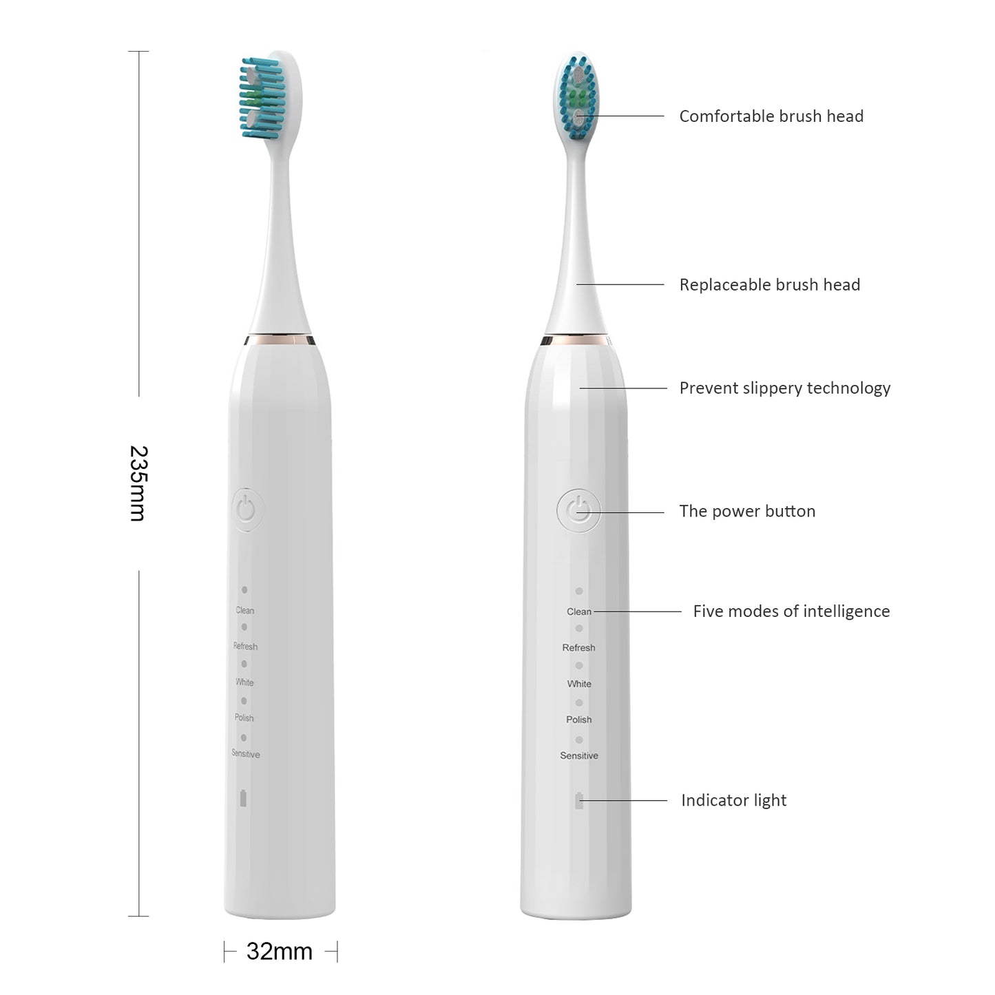 White Electric Toothbrush | Advanced Sonic Cleaning Technology
