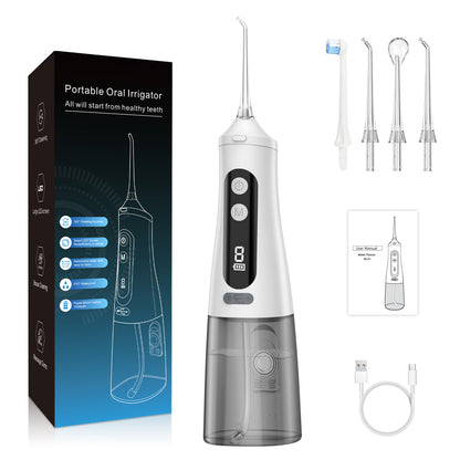 Water Flosser Portable Oral Irrigator with LED Digital Display White