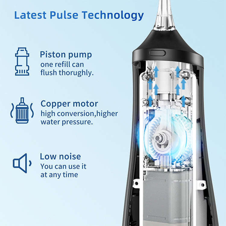 Water Flosser Portable Oral Irrigator with LED Digital Display Black