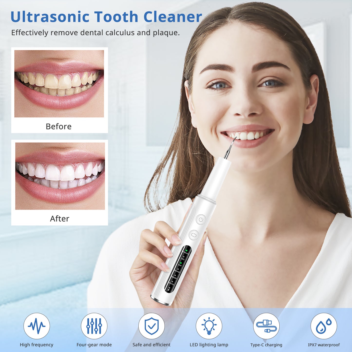 White Dental Cleaning Kit Professional Electric Tooth Cleaner