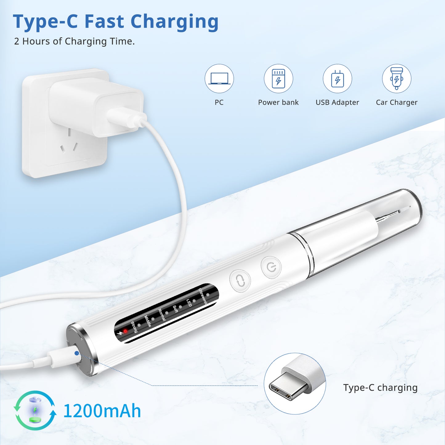 White Dental Cleaning Kit Professional Electric Tooth Cleaner