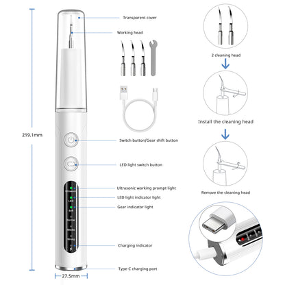 White Dental Cleaning Kit Professional Electric Tooth Cleaner