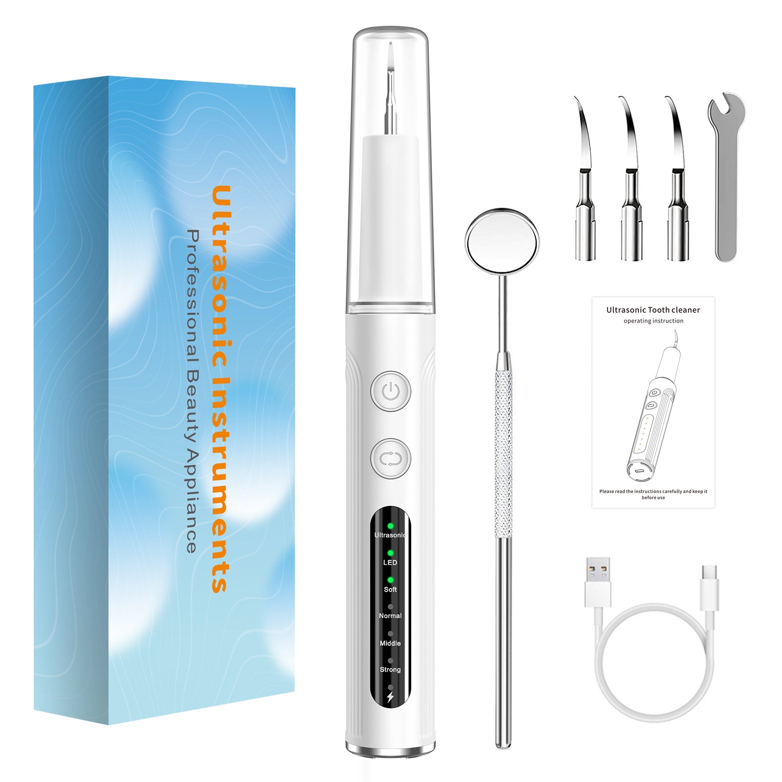 White Dental Cleaning Kit Professional Electric Tooth Cleaner