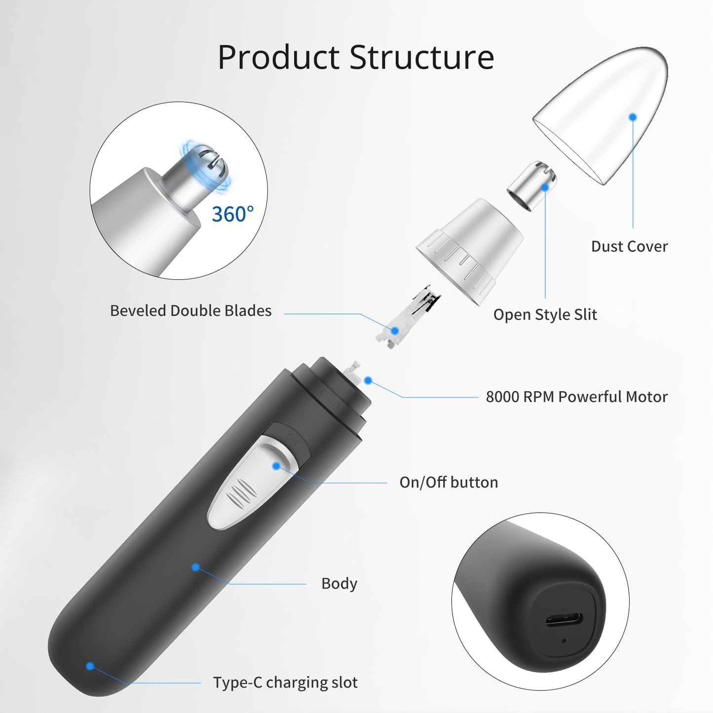 Nose Hair Remover Rechargeable Precision Trimmer